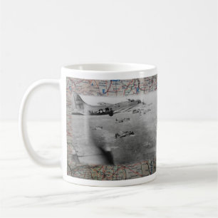 B17 Formation Over WW2 Map Coffee Mug