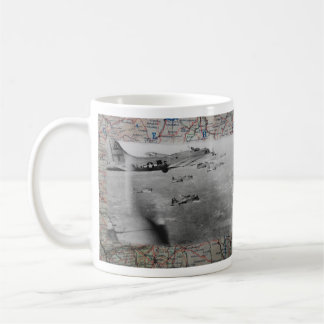 B17 Formation Over WW2 Map Coffee Mug