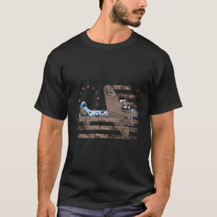 B17 Heavy Bomber Ww2 Plane Aircraft Usa Flag Veter T-Shirt