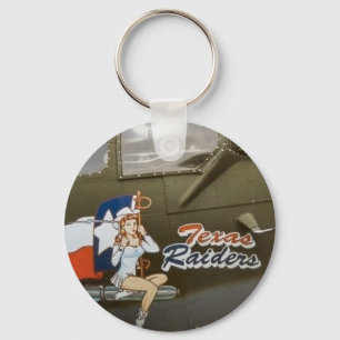 B17 Texas Raiders Nose Art Key Ring