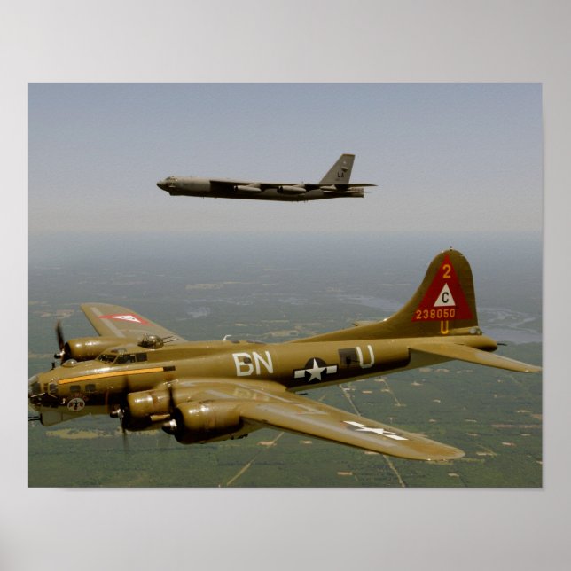 B17G and B52H Bombers in Flight Poster (Front)
