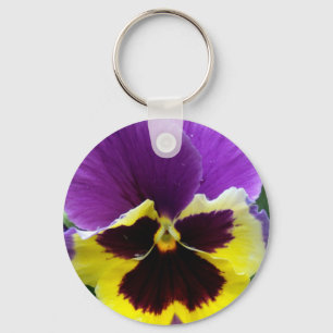 b1 Purple Yellow Purple Pansy Key Ring