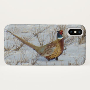 B22 Ring-necked Pheasant in Snow iPhone X Case