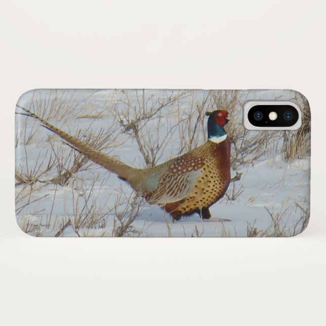 B22 Ring-necked Pheasant in Snow Case-Mate iPhone Case (Back (Horizontal))