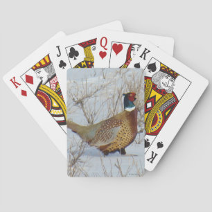 B22 Ring-necked Pheasant in Snow Playing Cards