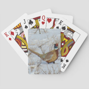 B22 Ring-necked Pheasant in Snow Playing Cards