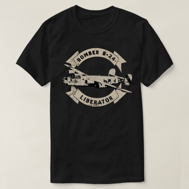 B24 Liberator Bomber WW2 Aeroplane T-Shirt (Design Front)
