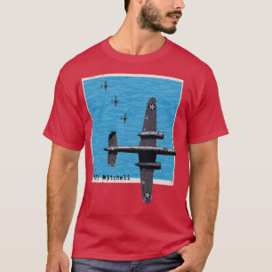 B25 Mitchell WW2 bomber aeroplane over the ocean T-Shirt