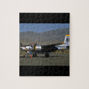 B25. (plane;b25;runway;sky_WWII Planes Jigsaw Puzzle