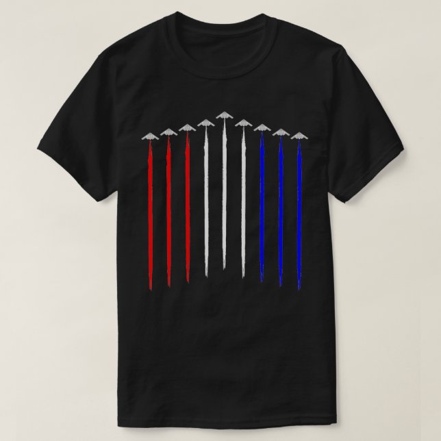 B2 Bomber Squadron Contrails American Flag Stealth T-Shirt (Design Front)