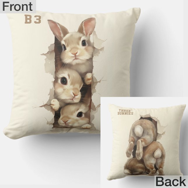B3 Three Bunnies 3D Illusion  Cushion (Creator Uploaded)