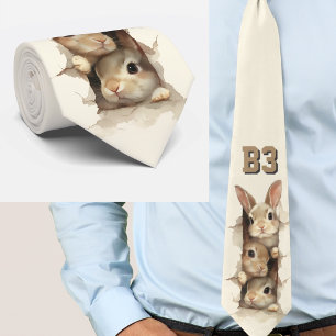 B3 Three Bunnies 3D Illusion Tie