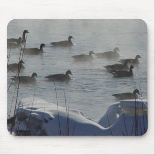 B49 Canadian Geese on Frozen River Mouse Mat