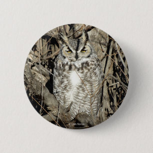 B51 Great Horned Owl 6 Cm Round Badge