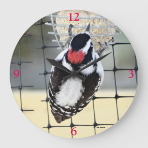 B53 Downy Woodpecker Large Clock