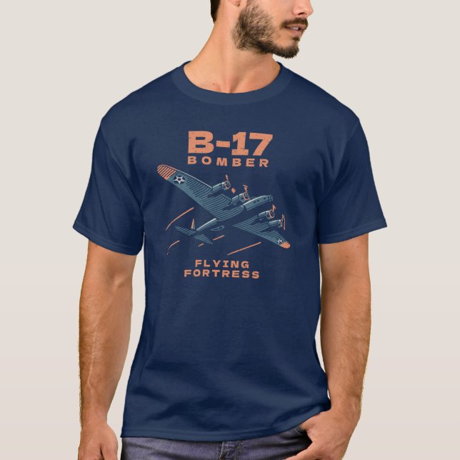 B-17 Bomber WW2 Plane Retro  T-Shirt (Front)