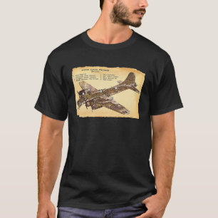 B 17 Bomber WWII Flying Fortress Diagram T-Shirt