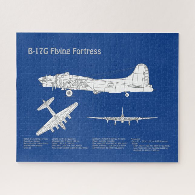 B-17 Flying Fortress - Aeroplane Blueprint Plan AB Jigsaw Puzzle (Horizontal)