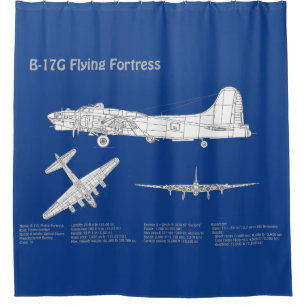 B-17 Flying Fortress - Aeroplane Blueprint Plan AB Shower Curtain
