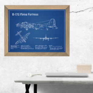 B-17 Flying Fortress - Aeroplane Blueprint Plans A Photo Print