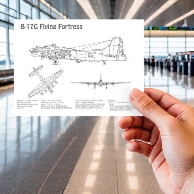 B-17 Flying Fortress - Aeroplane Blueprint Plans B Postcard (Creator Uploaded)