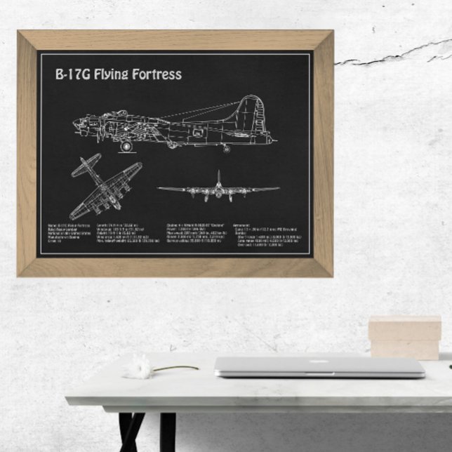 B-17 Flying Fortress - Aeroplane Blueprint Plans P Photo Print (Creator Uploaded)