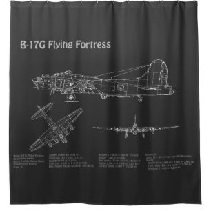 B-17 Flying Fortress - Aeroplane Blueprint Plans P Shower Curtain