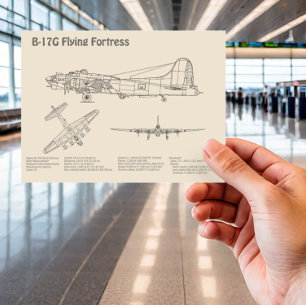 B-17 Flying Fortress - Aeroplane Blueprint Plans S Postcard