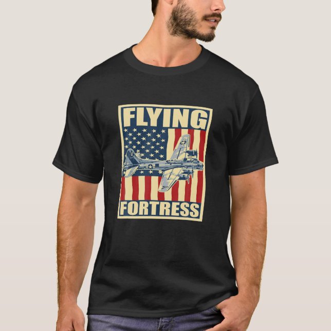 B-17 Flying Fortress Aeroplane USAF Aircraft Bombe T-Shirt (Front)