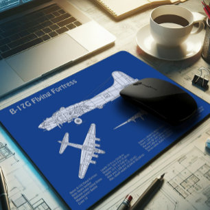 B-17 Flying Fortress - Airplane Blueprint Plan ABD Mouse Mat