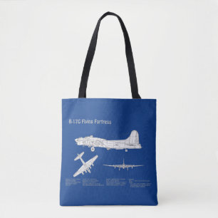 B-17 Flying Fortress - Airplane Blueprint Plan ABD Tote Bag