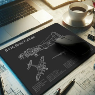 B-17 Flying Fortress - Airplane Blueprint Plans PD Mouse Mat
