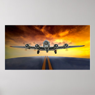 B-17 FLYING FORTRESS TAKEOFF POSTER