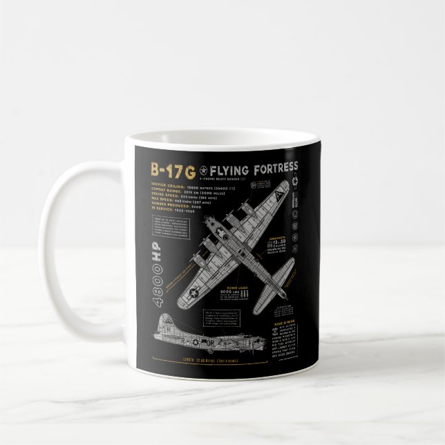 B-17 Flying Fortress Ww2 B-17G Bomber Aviation Coffee Mug (Left)