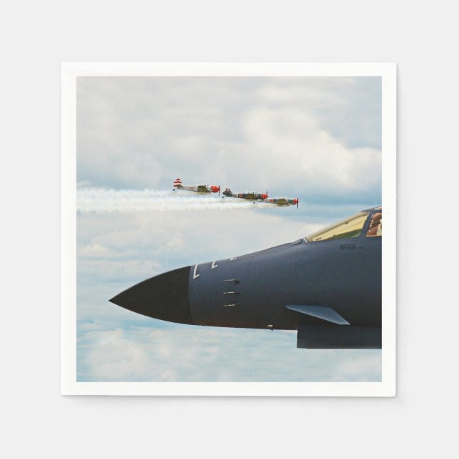 B-1 Bomber and WWII Fighters Napkin (Front)