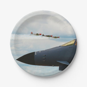B-1 Bomber and WWII Fighters Paper Plate