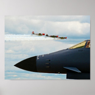 B-1 Bomber and WWII Fighters Poster