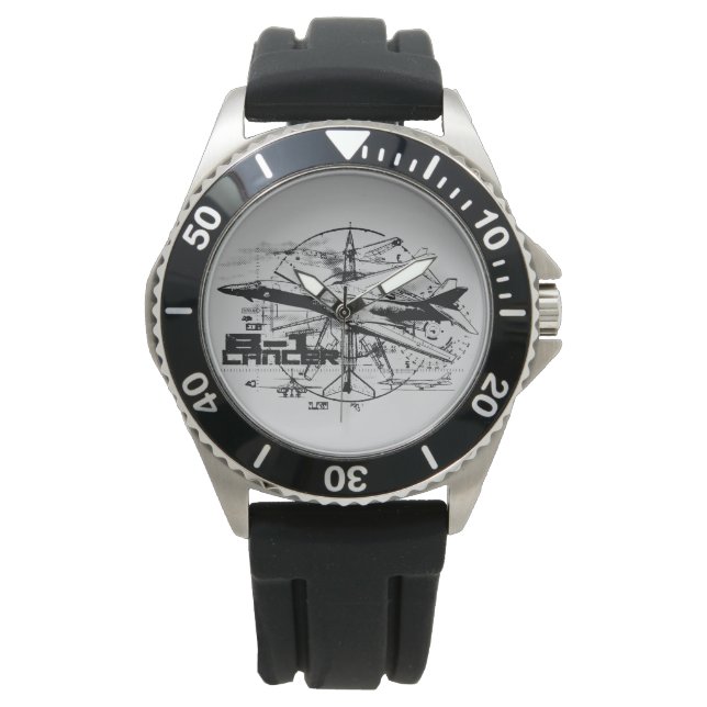 B-1 Lancer Crown Protector Black Rubber Watch (Front)