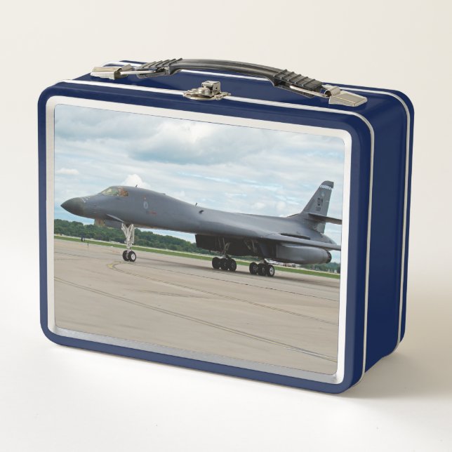 B-1B Lancer Bomber on Ground Metal Lunch Box (Front)