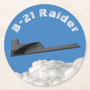 B-21 Raider Stealth Bomber Round Paper Coaster