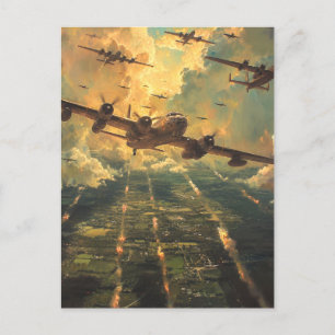 B-24 Bomber on a Mission Painting Postcard