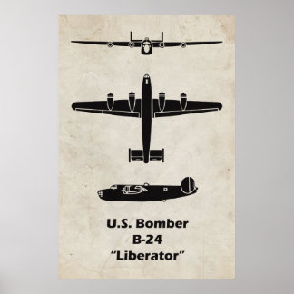 B-24 Liberator Aeroplane Poster for Aviation Decor