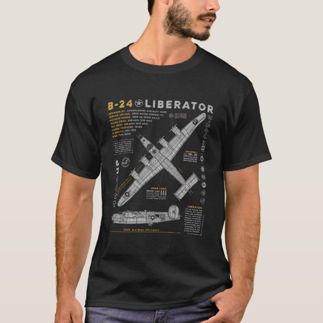 B-24 Liberator Consolidated Aircraft B24 Bomber Vi T-Shirt (Front)