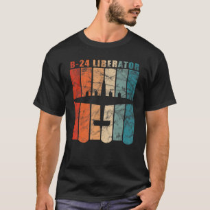 B 24 Liberator Wwii Aeroplane Retro Colours Design T-Shirt