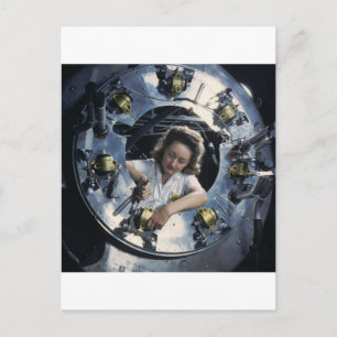 B-25 Bomber Engine Lady, 1942 Postcard