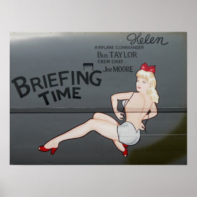 B-25 Briefing Time Nose Art Photo Poster (Front)