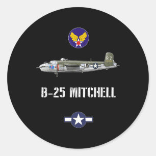 B-25 Mitchell Wwii Military Air Force Bomber With Classic Round Sticker