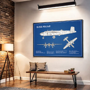 B-25B Mitchell Doolittle - Aeroplane Blueprint ABD Poster