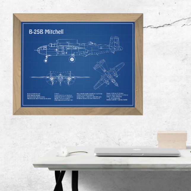 B-25B Mitchell Doolittle - Aeroplane Blueprint AD Photo Print (Creator Uploaded)