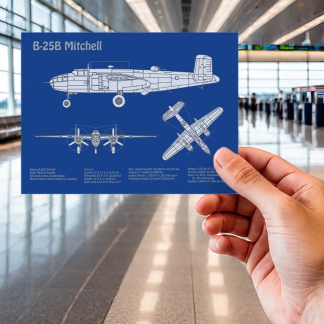 B-25B Mitchell Doolittle - Aeroplane Blueprint AD Postcard (Creator Uploaded)